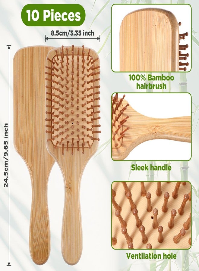 Limbeuuu 10 Pcs Bamboo Hair Brushes for Women Bulk Wooden Paddle Brush Scalp Massage Bamboo Bristles Anti Static Men Engraving DIY Gift for Father's Day Wedding(Natural,9.65'' X 3.35'') - Image 2