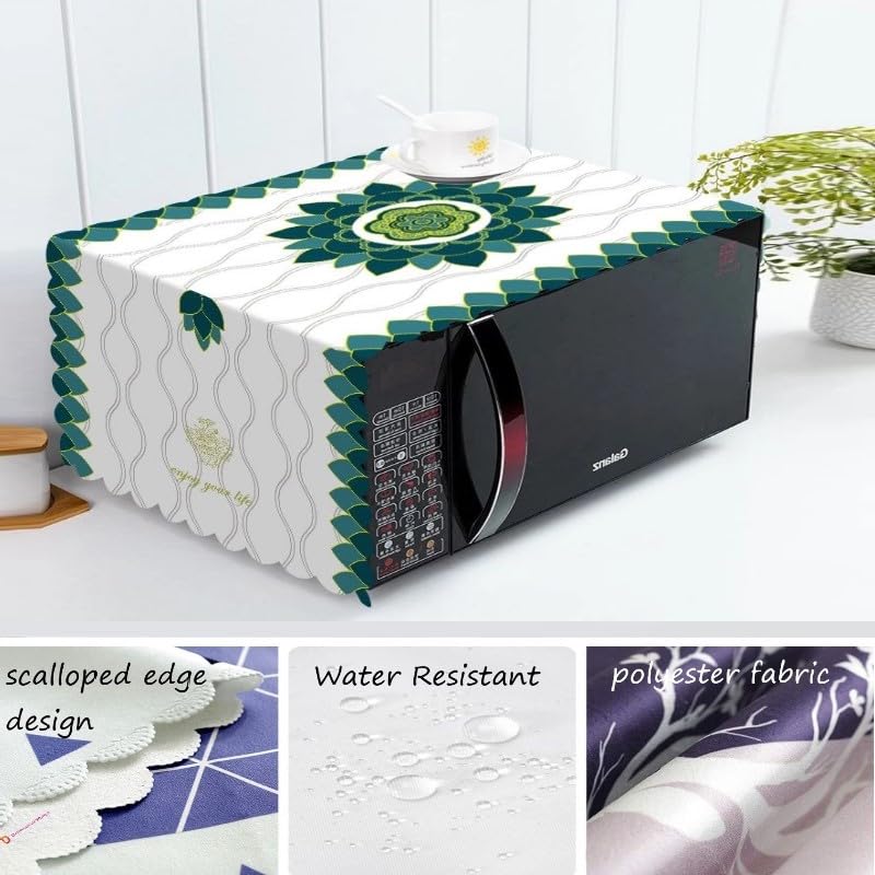 STUTI WORLD Microwave Cover for Kitchen Decor, Dustproof Waterproof Modern Design Kitchen Oven Cover,Attractive Decorative Dust Proof Appliance Top Cover (WHITE) - Image 3
