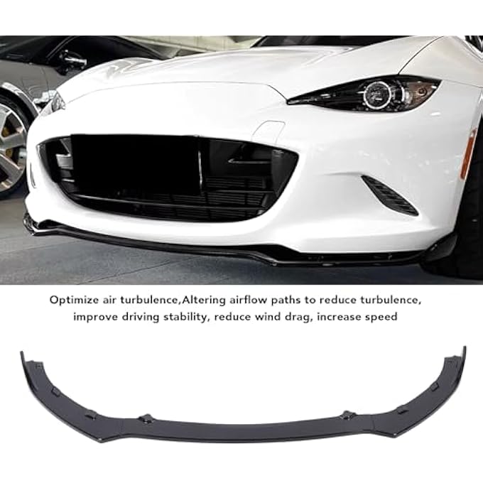 Luocute Front Bumper Lip Diffuser, Glossy Black Racing Look Aerodynamic Splitter Kit for MX-5 Miata ND 2016 Onwards, Aggressive Appearance, Easy Installation, Long Lasting Performance - Image 3