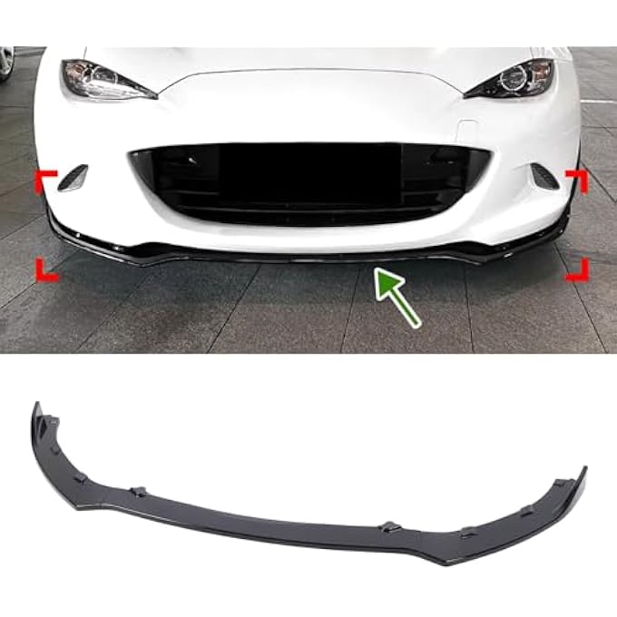 Luocute Front Bumper Lip Diffuser, Glossy Black Racing Look Aerodynamic Splitter Kit for MX-5 Miata ND 2016 Onwards, Aggressive Appearance, Easy Installation, Long Lasting Performance - Image 5