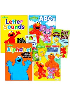 Bendon Publishing Sesame Street Coloring Book Super Set ~ 5 Book Bundle With Coloring And Learning Activities Stickers More Featuring Elmo Cookie Monster Big Bird  - Image 1