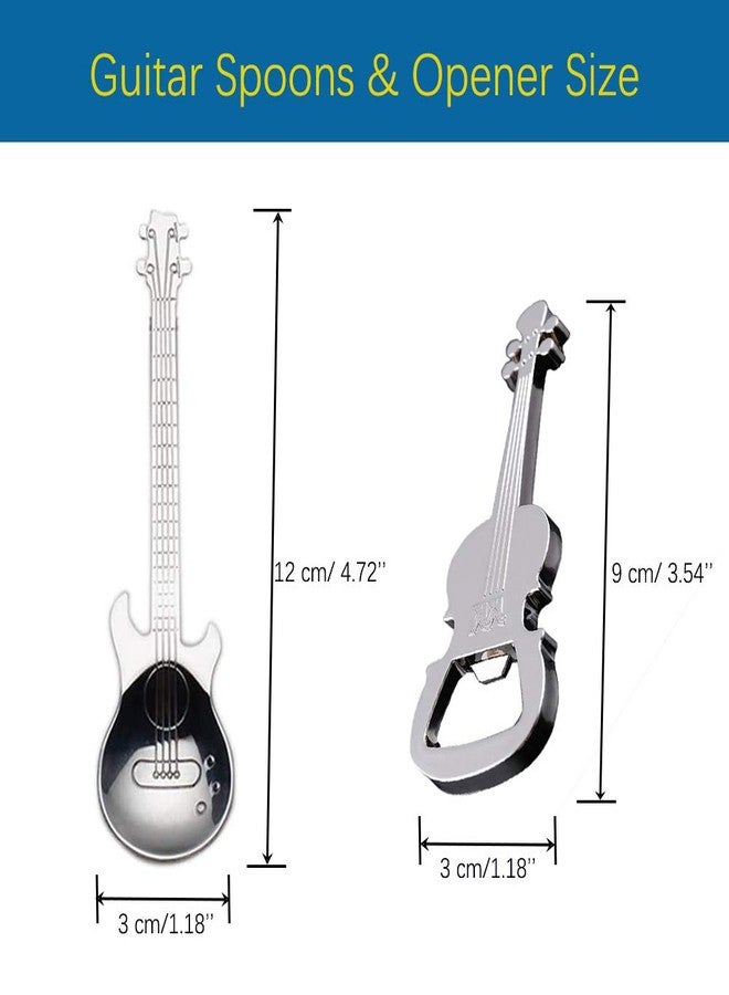ESRISE Guitar Spoons Coffee Teaspoon, ESRISE Musical Tea Spoons for Men, Stainless Steel Cute Teaspoon for Christmas Birthday (Silver) - Image 2