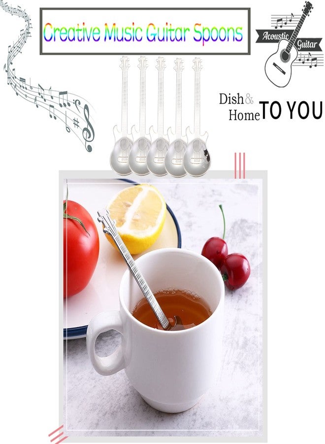 ESRISE Guitar Spoons Coffee Teaspoon, ESRISE Musical Tea Spoons for Men, Stainless Steel Cute Teaspoon for Christmas Birthday (Silver) - Image 5