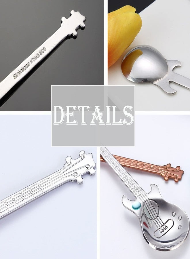 ESRISE Guitar Spoons Coffee Teaspoon, ESRISE Musical Tea Spoons for Men, Stainless Steel Cute Teaspoon for Christmas Birthday (Silver) - Image 4