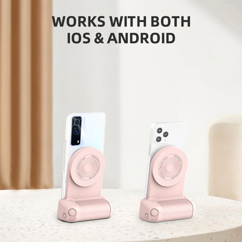 Magnetic Phone Handle Grip Handheld Phone Camera Grip Smartphone Selfie Grip Phone Holder Stabilizer Phone Stand BT Connection Wireless Charging Replacement for iPhone 14/13/12/11 Series Android - Image 5