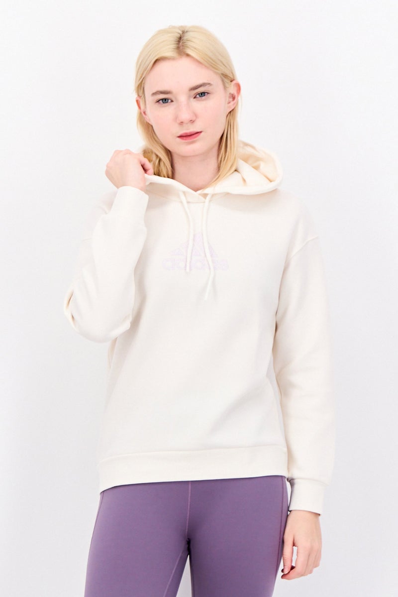 Adidas Women Sportswear Fit Long Sleeves Outdoor Sweatshirt, Cream  - Image 1
