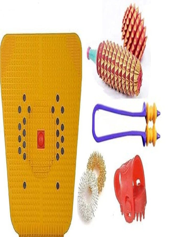 Omdariya Acupressure kit yoga Mat Ring Thumb Pad, Wooden Karela Ball Power Foot Mat Combo blood circulation pain & stress relief toos kit - Image 1