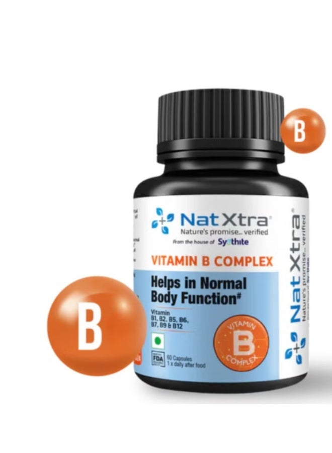 Natxtra | Vitamin B Complex | 60 Capsules | Supports in Enhancing Normal Body Function