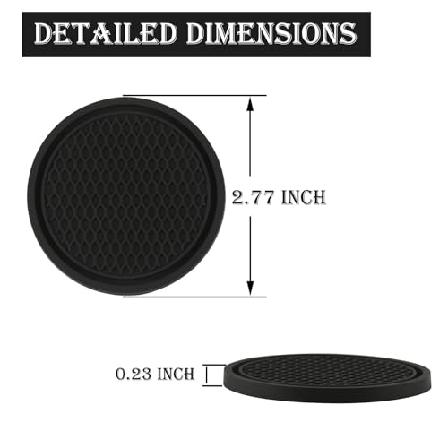 MTROYALDIA Car Cup Coaster, 4 Pieces Universal Non-Slip Cup Holders Embedded in Ornaments Coaster, Car Interior Accessories (Black) - Image 2