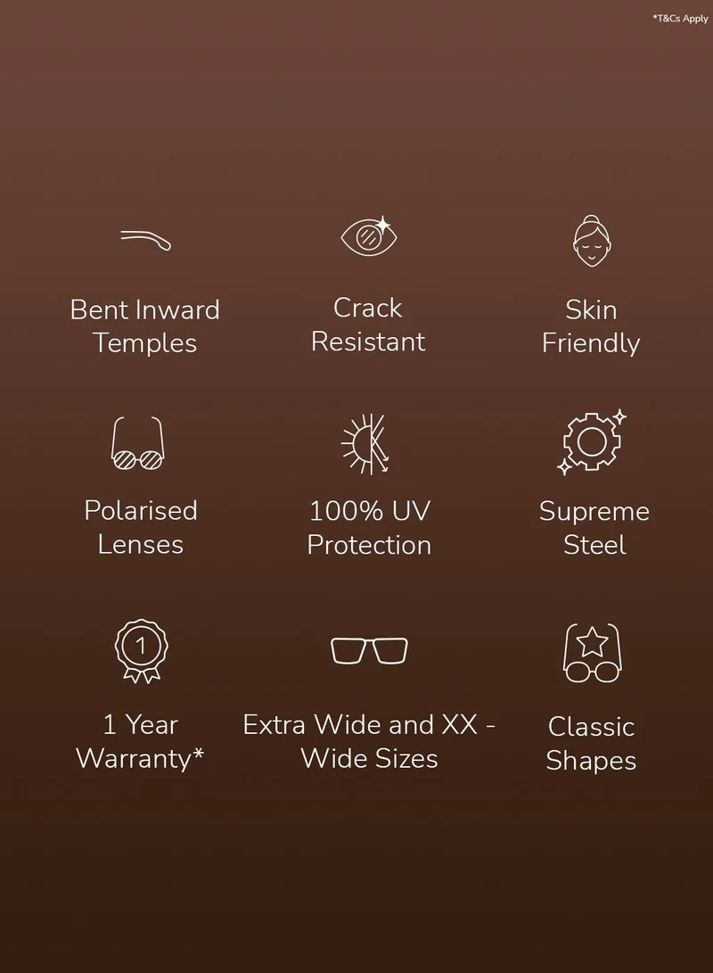 John Jacobs John Jacobs | Gold - Grey | Full Rim Aviator Stylish & Premium Polarized Sunglasses | Turban Edit | 100% UV Protected (UV400) | Men | Wide | JJ S16387XW