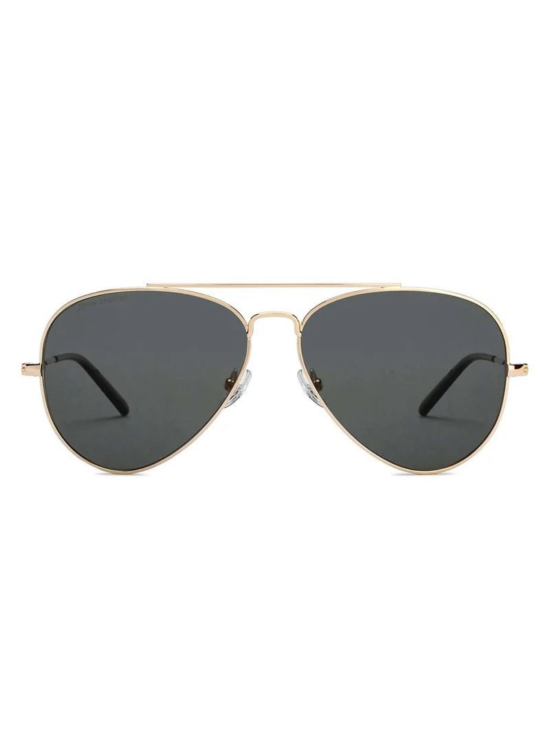John Jacobs John Jacobs | Gold - Grey | Full Rim Aviator Stylish & Premium Polarized Sunglasses | Turban Edit | 100% UV Protected (UV400) | Men | Wide | JJ S16387XW