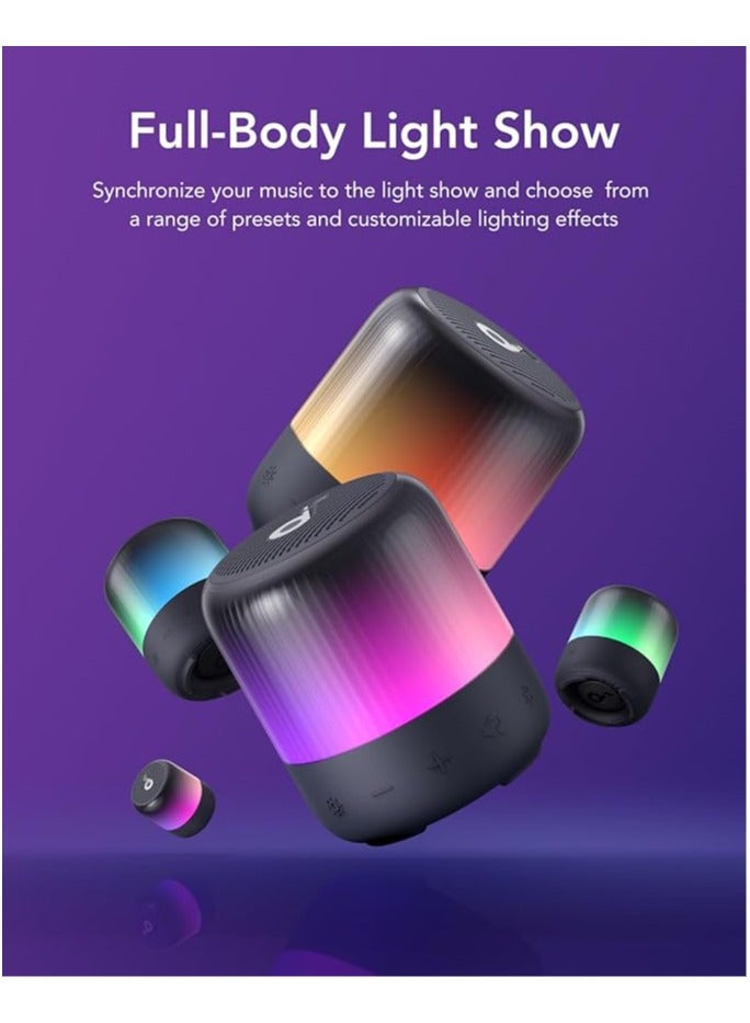 Soundcore Glow Mini Portable Speaker, Bluetooth Speaker with 360° Sound, Light Show, 12H Battery, Customizable EQ and Light, IP67 Waterproof and Dustproof, for Camping, Home, and Beach Parties Black - Image 3