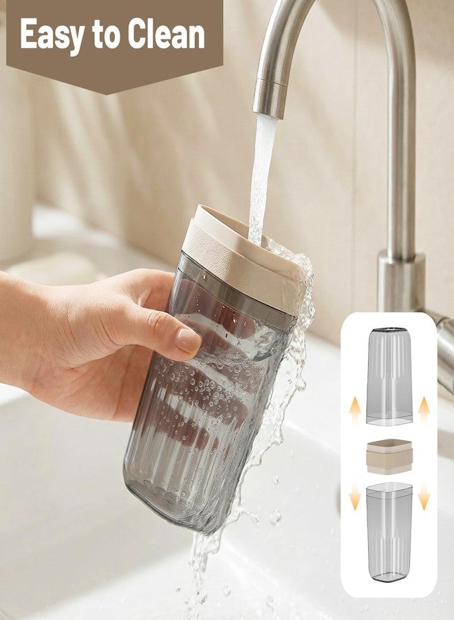 Oasiteege Toothbrush Travel Case, Large Enclosed Toothbrush and Toothpaste Holder Travel Container with Rinse Cup, Portable Bathroom Tooth Brush Storage Case Cover Protector for Traveling, Clear Grey - Image 4