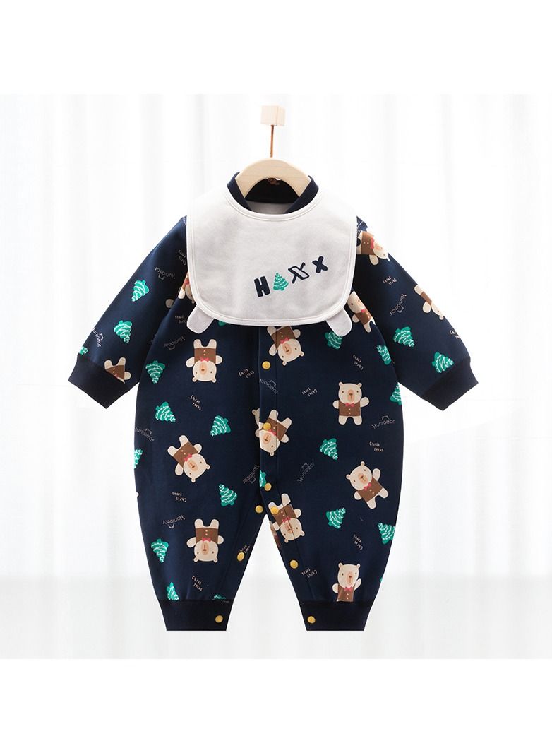 Loquat A Cute Long-sleeved Jumpsuit For Babies And Toddlers With Bib 