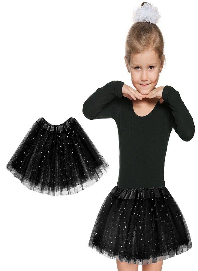 Yolev Girls Tutu Skirt with Stars Sequin, Little Girls Tutu Skirt Kid Party Princess Dance Tutu Princess Dress Ballet Skirt (Black) - Image 1