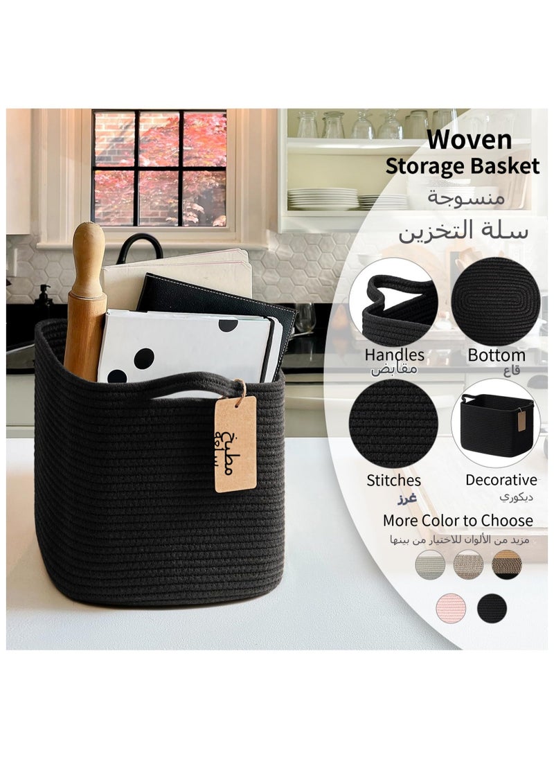 Anmi - Woven Basket, Storage Baskets for Shelves, Small Laundry Basket Pack of 3, Toy Baskets Storage Kids, Towel Baskets for Bedroom, Living Room, 13 x 10 x 9 Inches, Black - Image 1