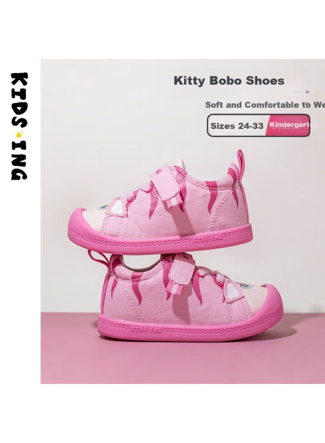 Kids.ing Girls Canvas Shoes Toddler Baby Shoes Cat Cartoon Children's Casual Shoes Kindergarten Board Shoes Pink Size 26 - Image 2