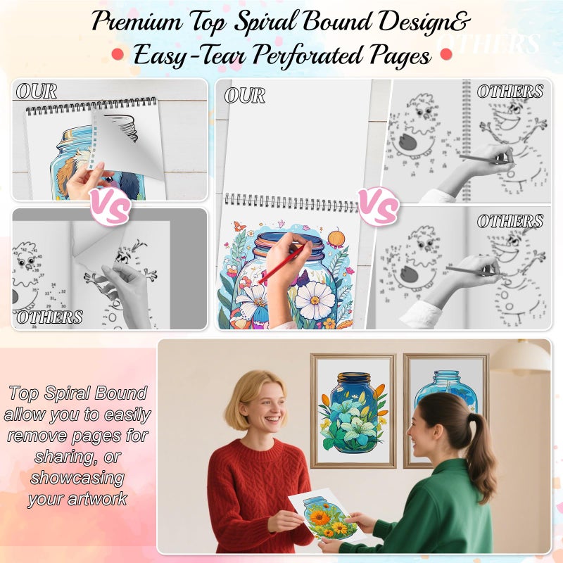ADEVIAN Coloring Book for Adults Relaxation, Spiral Bound Adult Coloring Book for Women Page One Sided Design Gifts Arts and Crafts for Women to Relax, Anxiety and Depression 30 Colorful Coloring Pages - Image 5