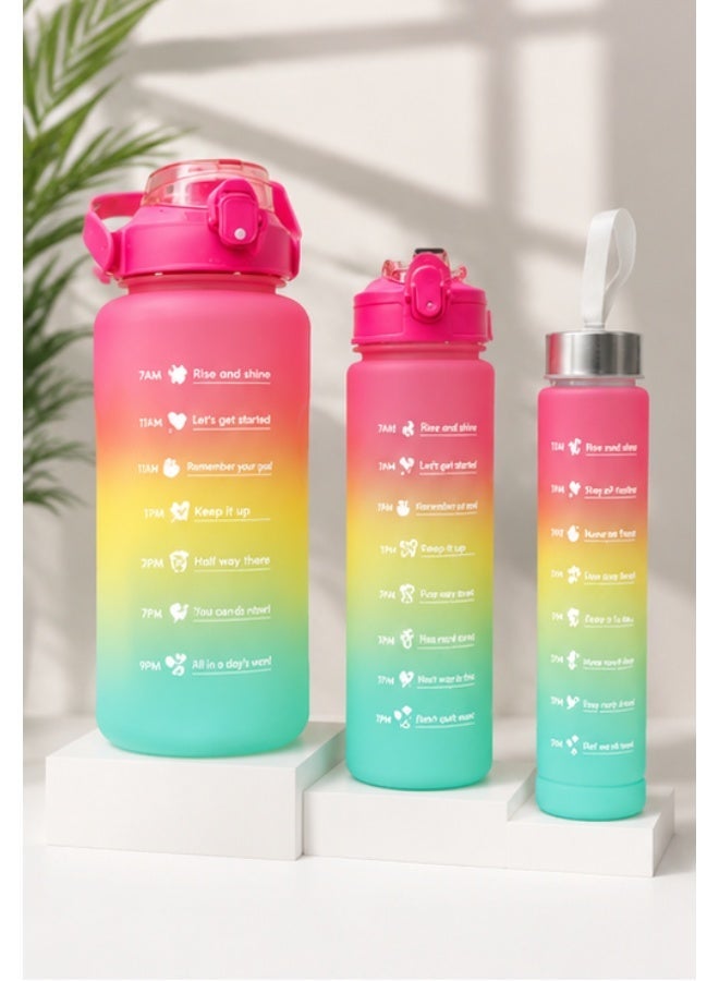 3-in-1 Sports Water Bottle Set, 500ml, 900ml & 2000ml Reusable Water Bottles, BPA-Free, Leak-Proof & Shock-Resistant, Motivational Time Markers for Gym, Sports, Travel & Outdoor Use - Image 1