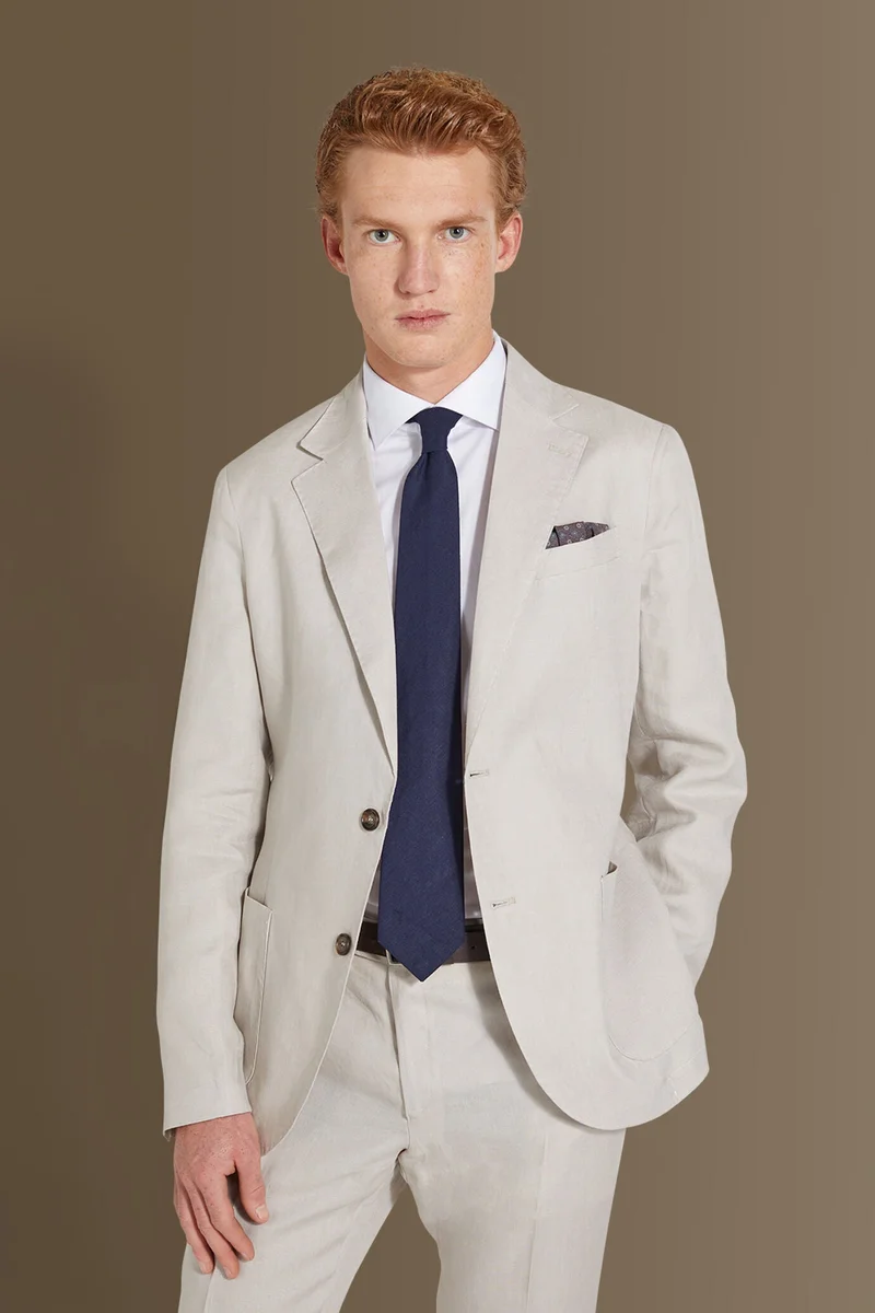 دوبل غانغر Single breasted suit flat trousers 100% - Beige