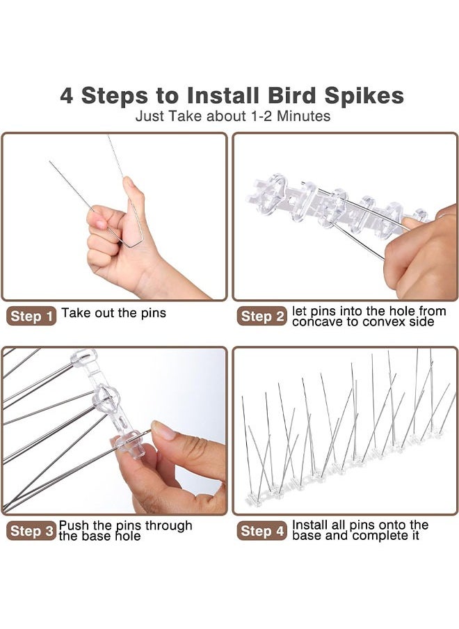 1/4/6/10/24PCS Bird Spikes for Pigeons Small Birds Durable Anti-Bird Nest Fence Spike for Deterring Birds Crows Smooth Polishing Harmless 50cm has 20 thorns