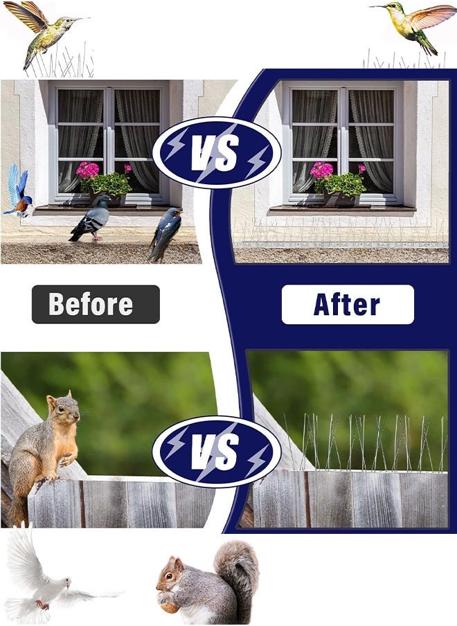 1/4/6/10/24PCS Bird Spikes for Pigeons Small Birds Durable Anti-Bird Nest Fence Spike for Deterring Birds Crows Smooth Polishing Harmless 50cm has 20 thorns