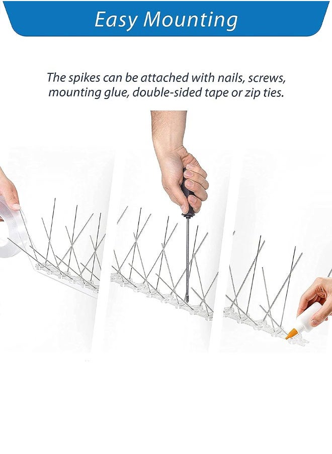 Generic - 1/4/6/10/24PCS Bird Spikes for Pigeons Small Birds Durable Anti-Bird Nest Fence Spike for Deterring Birds Crows Smooth Polishing Harmless 50cm has 20 thorns - Image 1