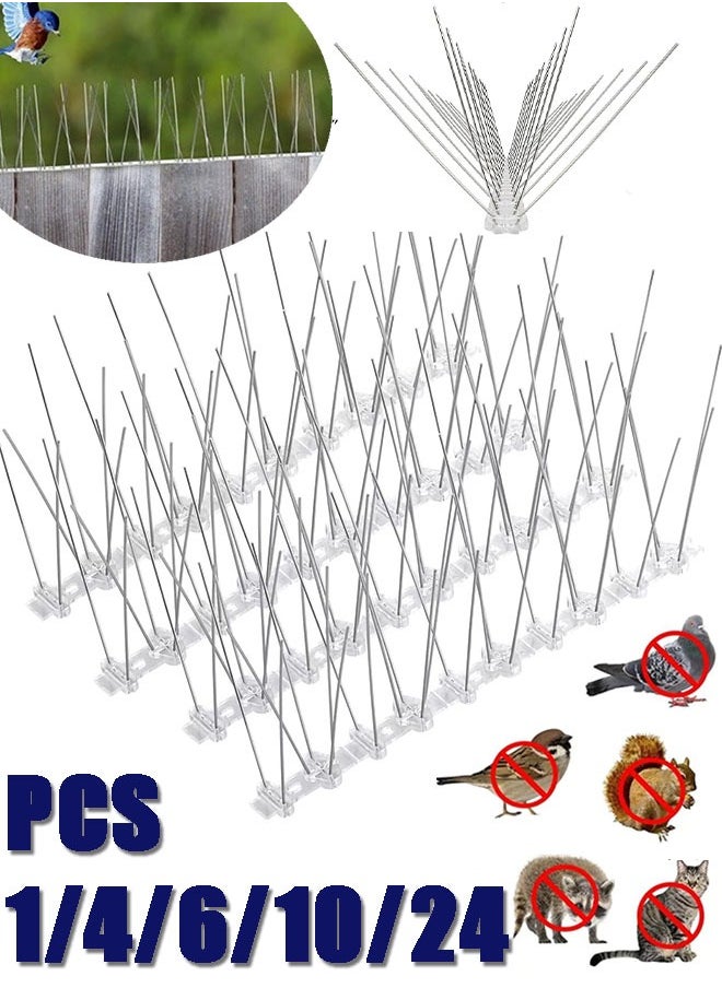Generic - 1/4/6/10/24PCS Bird Spikes for Pigeons Small Birds Durable Anti-Bird Nest Fence Spike for Deterring Birds Crows Smooth Polishing Harmless 50cm has 20 thorns - Image 1