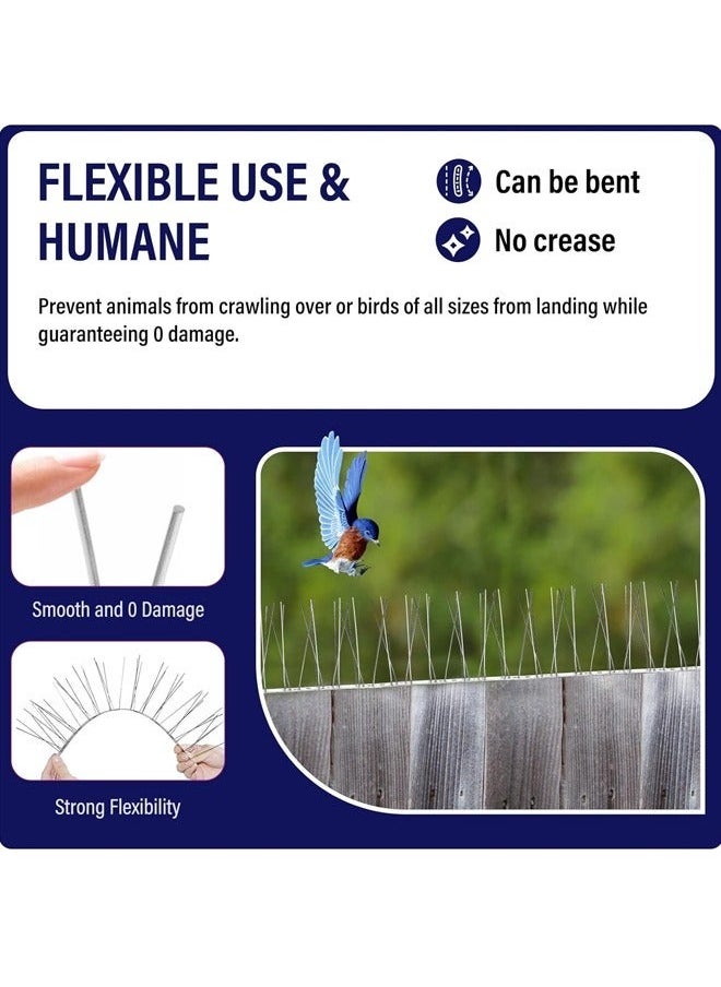 Generic - 1/4/6/10/24PCS Bird Spikes for Pigeons Small Birds Durable Anti-Bird Nest Fence Spike for Deterring Birds Crows Smooth Polishing Harmless 50cm has 20 thorns - Image 1