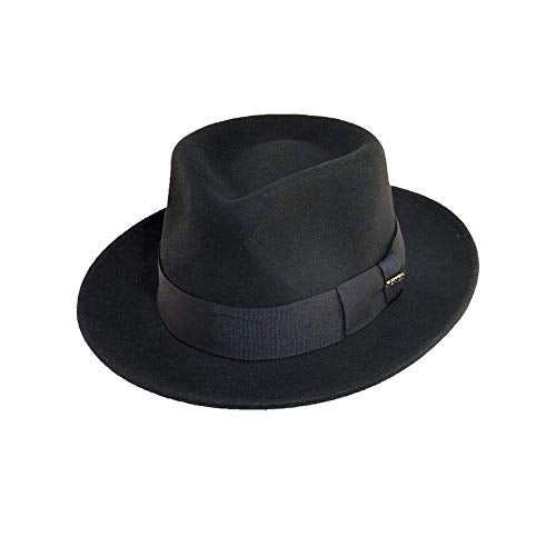 Scala Classico Men's Crushable Water Repelant Wool Felt Fedora Hat, Black, X-Large - Image 1