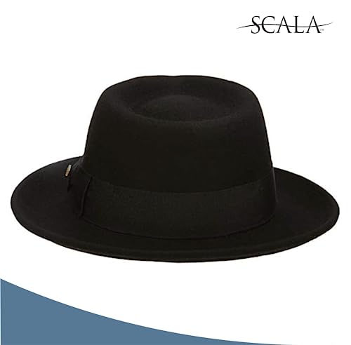 Scala Classico Men's Crushable Water Repelant Wool Felt Fedora Hat, Black, X-Large - Image 4
