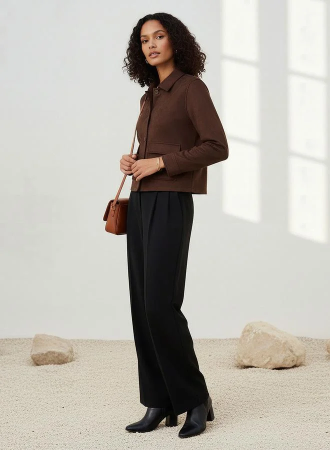 سبلاش فيڤ Regular Polyester Blend Shacket with Pockets