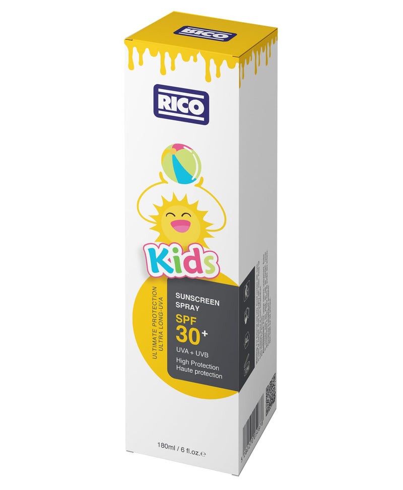 ريكو RICO Kids Sunscreen Spray SPF 30+, Mist, Broad Spectrum Protection, 180ml - Image 3