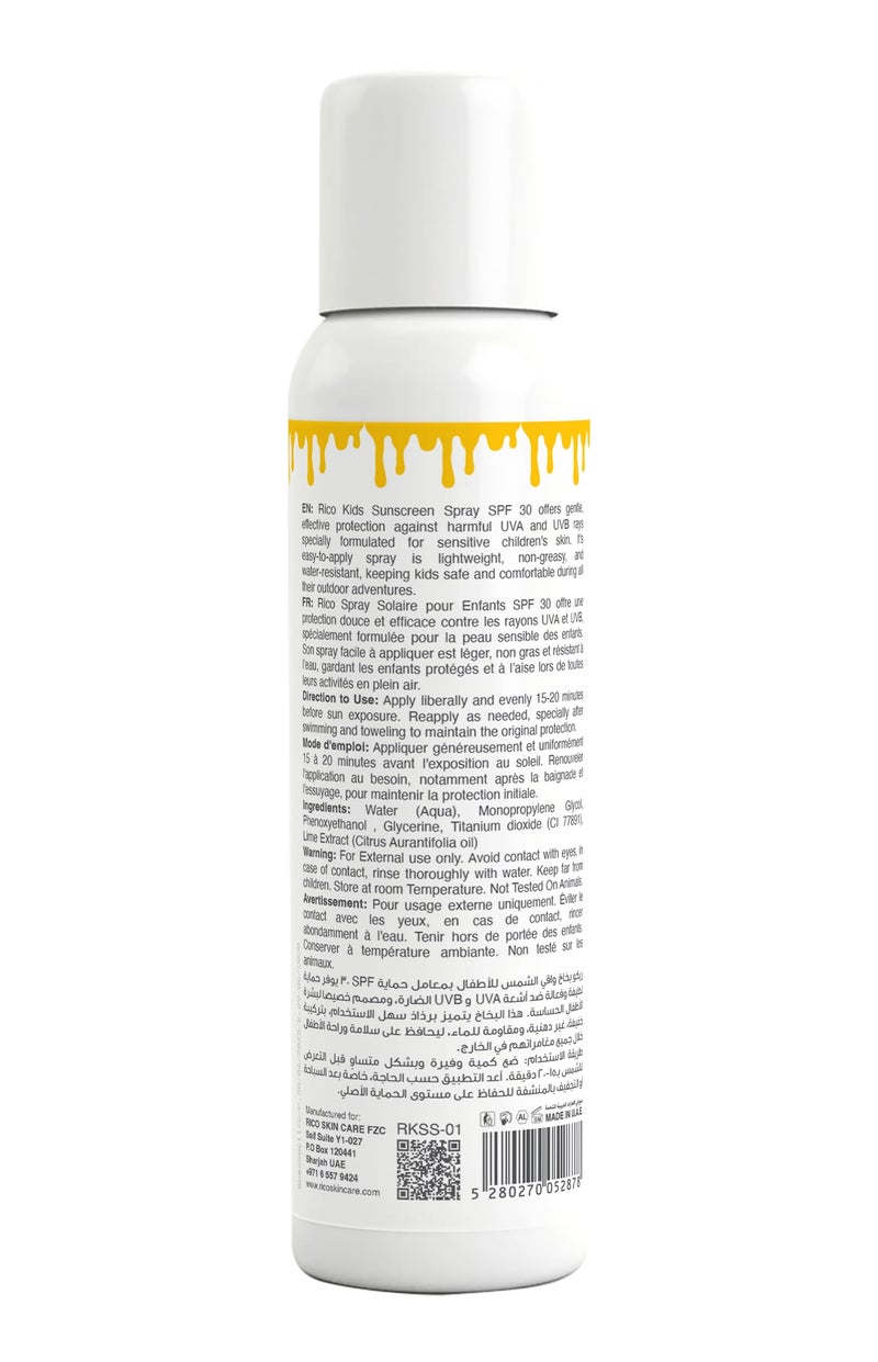 ريكو RICO Kids Sunscreen Spray SPF 30+, Mist, Broad Spectrum Protection, 180ml - Image 2