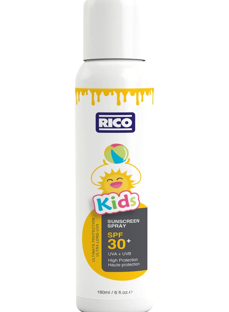 RICO Kids Sunscreen Spray SPF 30+, Mist, Broad Spectrum Protection, 180ml - Image 1