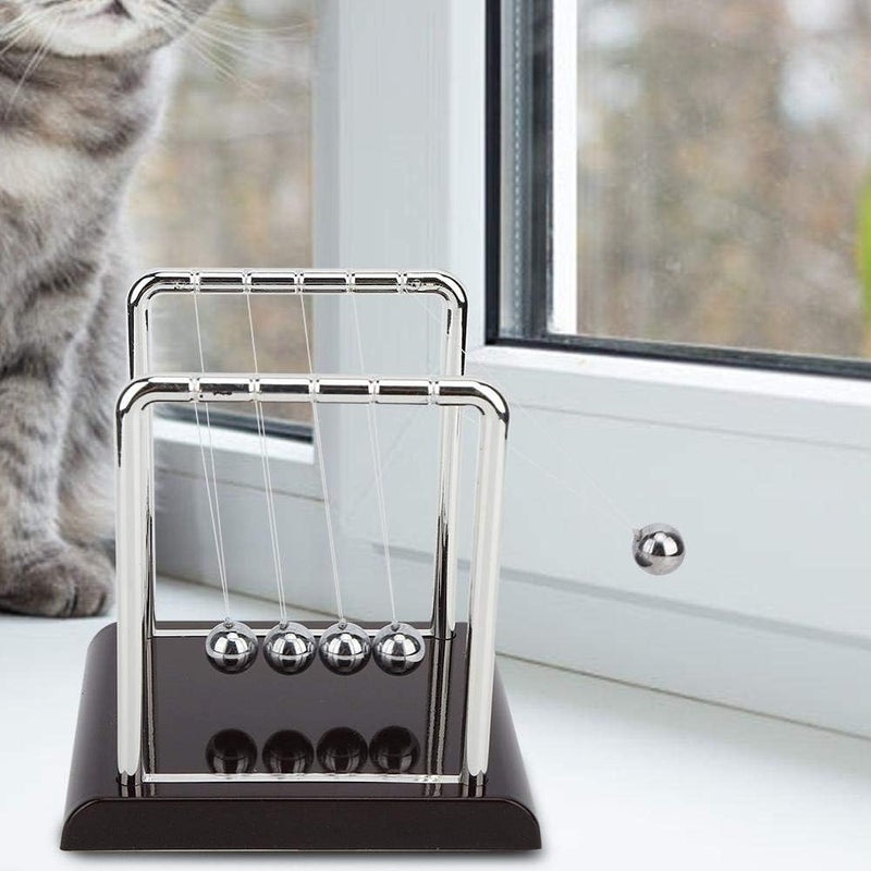 كلاراكو مهد نيوتن، كرة البندول المتوازنة ذات الشكل المربع، كرات معدنية صلبة، ألعاب مكتب كلاسيكية، ألعاب زينة فيزيائية، ألعاب للمعلمين لتزيين المنزل، الدراسة، طاولة المكتب، هدية للأطفال (متوسط) - Image 4