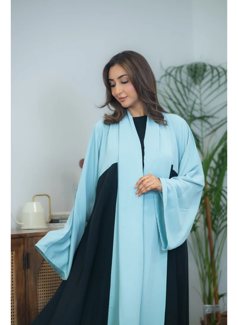 via abaya Blackberry Abaya with Sky Blue Silk