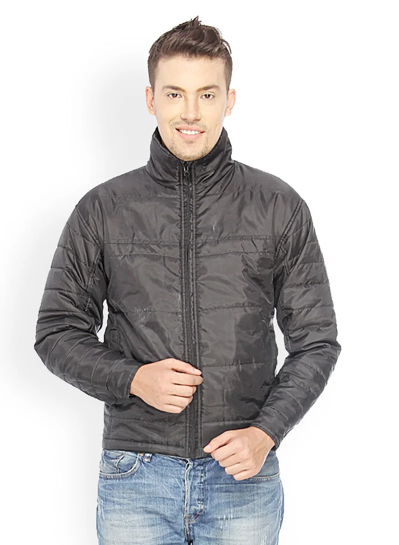 Men's Onyx Black Panel-Quilted Puffer Jacket