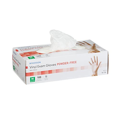 McKesson Vinyl Exam Gloves NonSterile PowderFree Medium 100 Count 1 Box