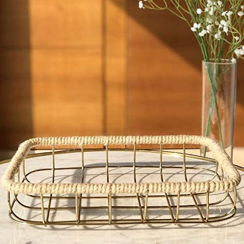 Emoh Decor Premium Bathroom And Kitchen Wicker Rectangular Basket Seagrass Kauna Grass Water Hyacinth For Bathroom, Dressing Table, Orgainzing - 11" X 8" X 2.5",Grey - Image 2