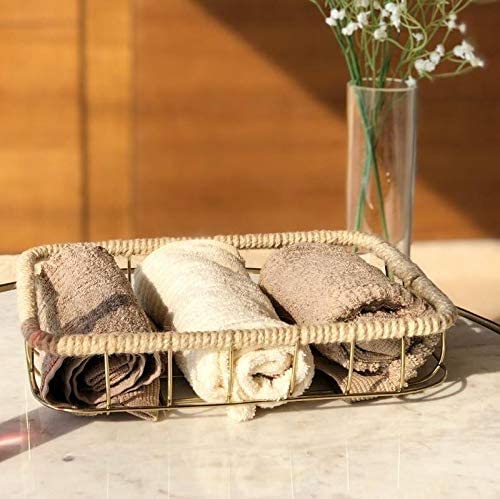 Emoh Decor Premium Bathroom And Kitchen Wicker Rectangular Basket Seagrass Kauna Grass Water Hyacinth For Bathroom, Dressing Table, Orgainzing - 11" X 8" X 2.5",Grey - Image 4