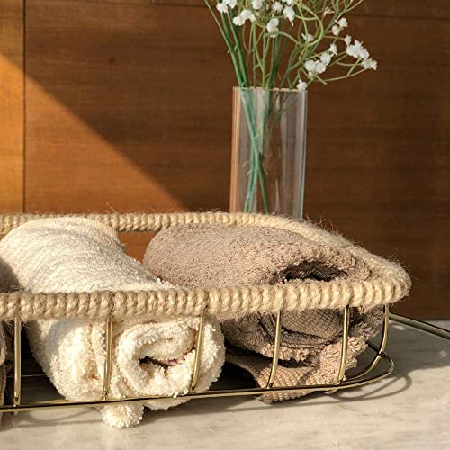 Emoh Decor Premium Bathroom And Kitchen Wicker Rectangular Basket Seagrass Kauna Grass Water Hyacinth For Bathroom, Dressing Table, Orgainzing - 11" X 8" X 2.5",Grey - Image 3