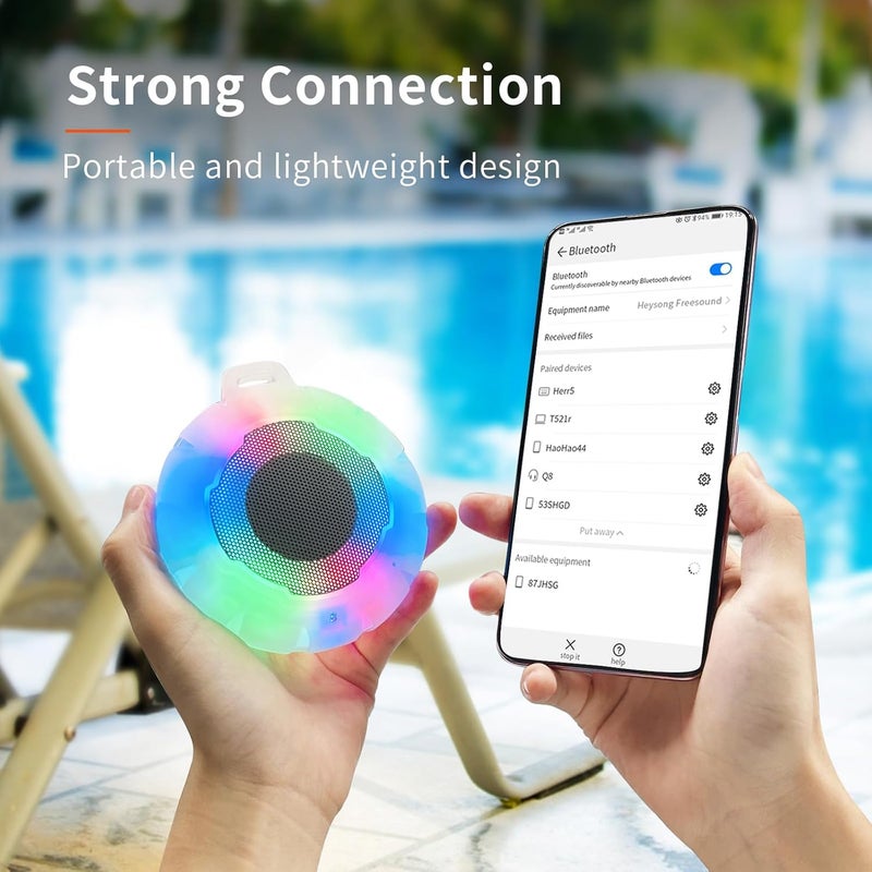 HEYSONG Waterproof Shower Bluetooth Speaker, Durable & Portable with Clear Sound, Ideal for Shower, Pool, Beach & Kayaking – Great Gift for All Ages - Image 4