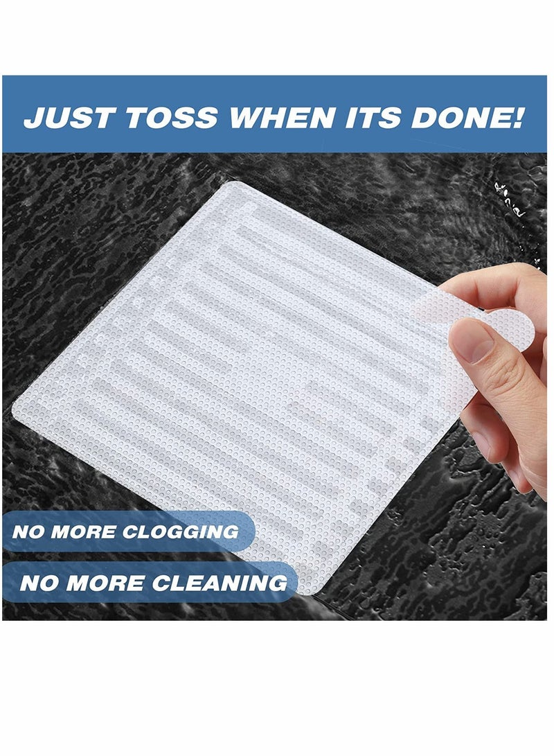 Y&D Disposable Hair Catcher Shower Drain Mesh Stickers 6 Inch 25PCS White Square Floor Sink Strainer Filter for Bathroom and Kitchen - Image 3