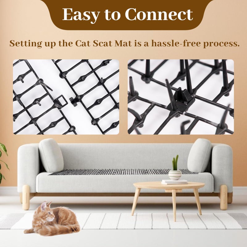 Hmyomina 8.2FT Cat Scat Mat for Cats - Anti-Digging Prickle Strips to Repel Cats, Include 6 Staples, Humane & Easy to Install Outdoor/Indoor Spike Mat - Image 4