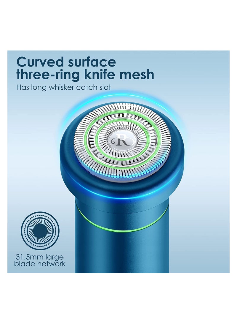 Electric Razor for Men, Travel Shaving Electric Razor, Multi-Function Portable Travel Razor, 100% Washable Rotary Shaver Wet & Dry Electric Shaver-Type-C Fast Charging (Blue) - Image 4