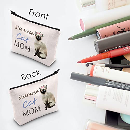 MNIGIU Siamese Cat Mom Cosmetic Bag - Cat Lover Gift with Zipper Pouch for Women & Girls - Image 2