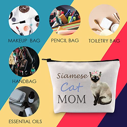 MNIGIU Siamese Cat Mom Cosmetic Bag - Cat Lover Gift with Zipper Pouch for Women & Girls - Image 4