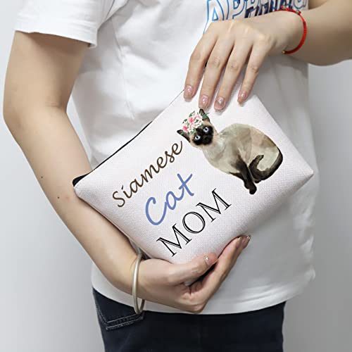 MNIGIU Siamese Cat Mom Cosmetic Bag - Cat Lover Gift with Zipper Pouch for Women & Girls - Image 5