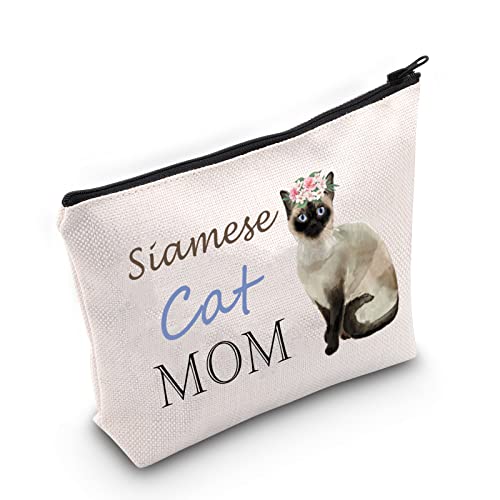 MNIGIU Siamese Cat Mom Cosmetic Bag - Cat Lover Gift with Zipper Pouch for Women & Girls - Image 1